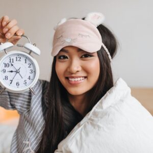 Woman High Spirits Keeps Alarm Clock