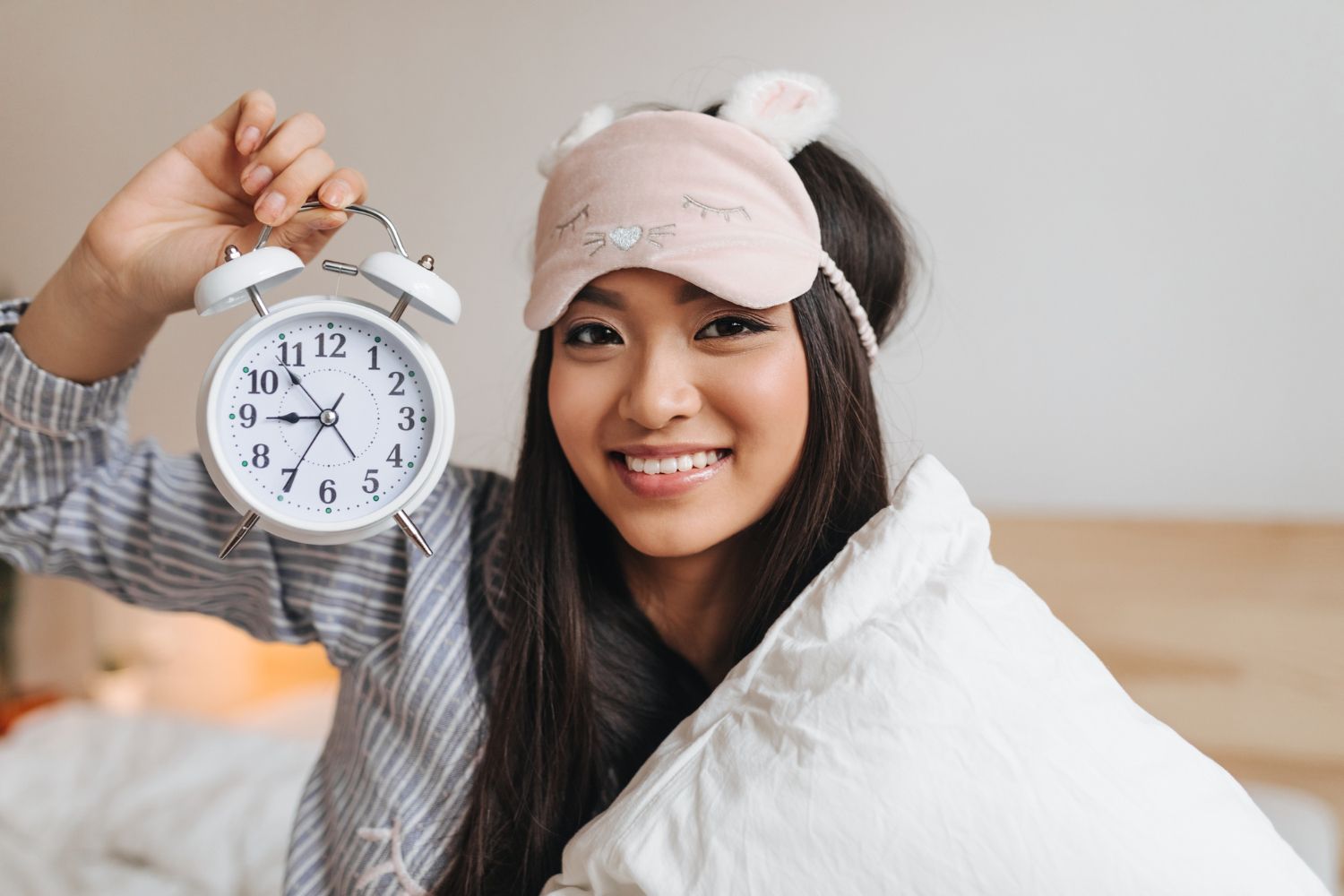 Woman High Spirits Keeps Alarm Clock